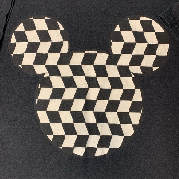 Neff Disney Black White T-Shirt Size M Mickey Mouse Head Checkered - Picture 3 of 9